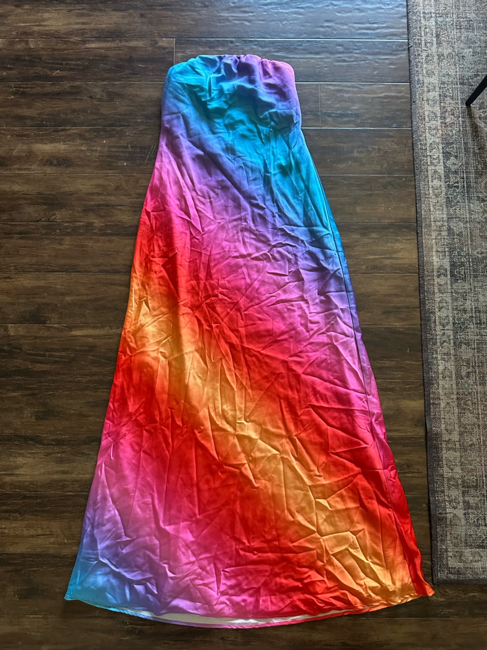 Strapless Ombre Maxi Skirt - Rainbow Colors